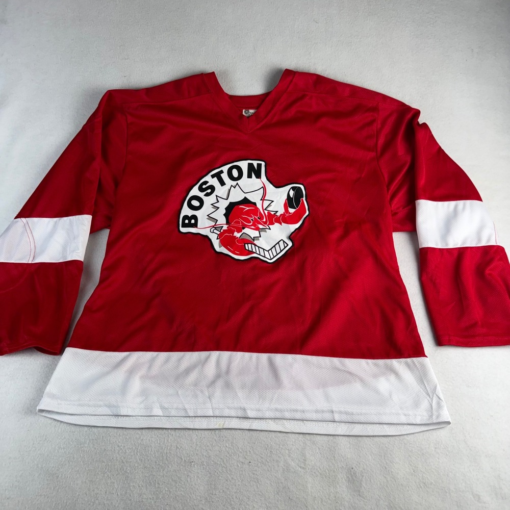 Quadra Sportswear Boston Lobster Hockey Jersey Red White Men's XL Port 00 Mesh